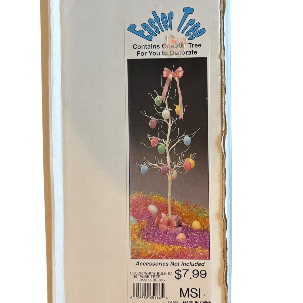 Vintage Easter Wire Tree for Egg Ornaments 30" White Spring Decor