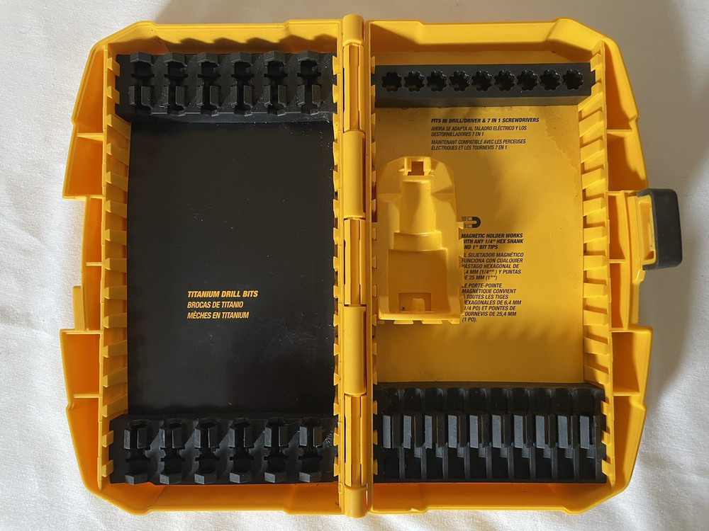 Dewalt Yellow Black Drill Bit Holder Organizer Locking Box Case ONLY