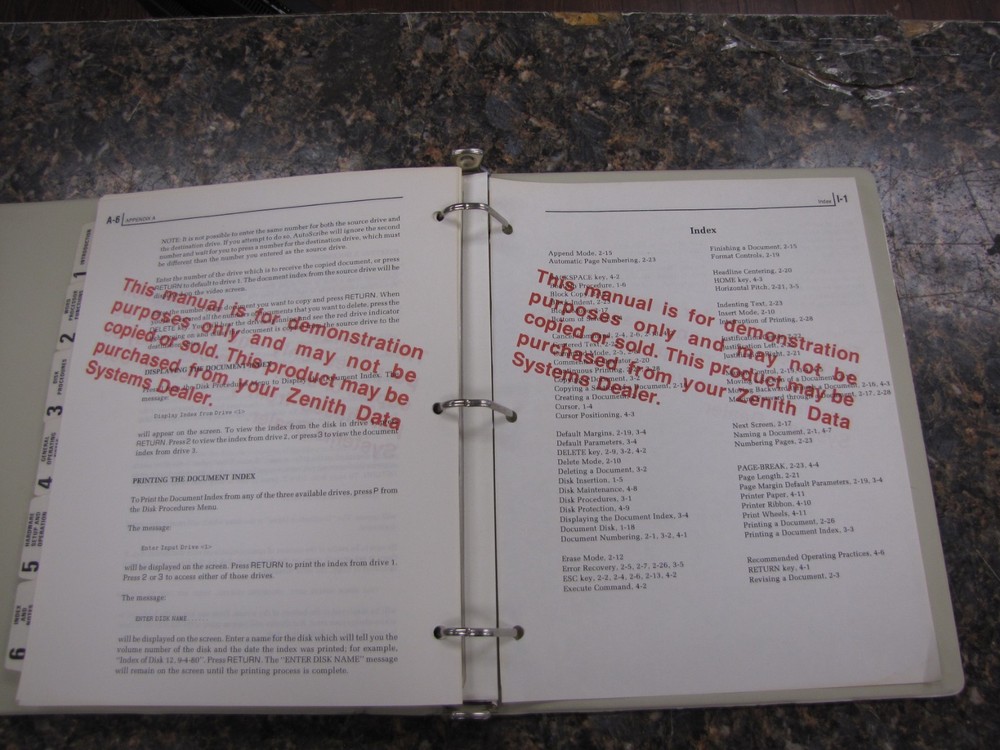 Zenith Data Systems Word Processing Electronic Typing Auto Scribe Manual w/Disks