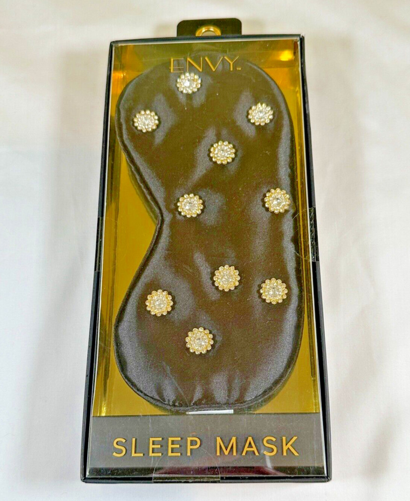 Envy Sleep Mask Black with Bling Design Satin Charmeuse