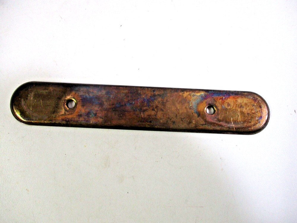 Amerock 63871 Nicely Tarnished Dark Brass Pull Handle Backplate 3" Centers Vtg