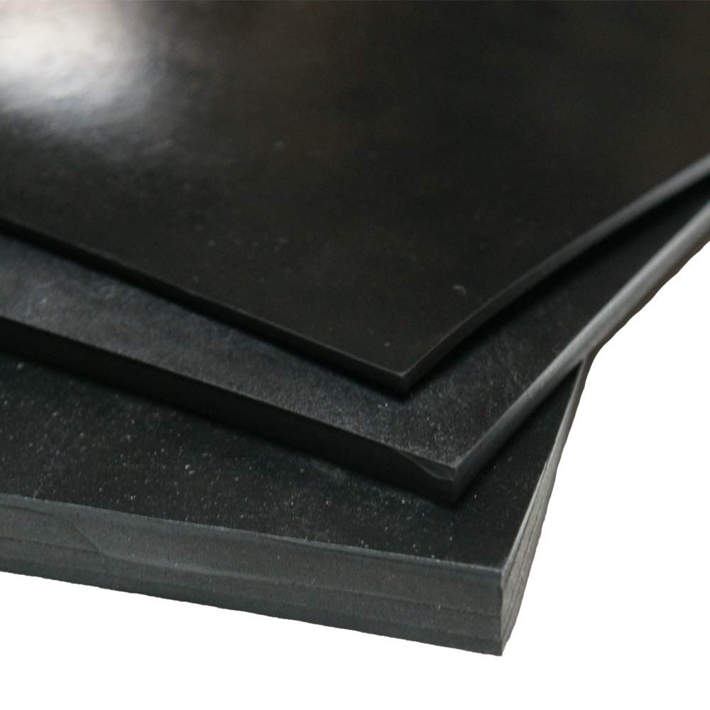 EPDM Sheet, Black, 0.375" Thick, 12" Width, 12" Length, 60A Durometer, ASTM D...