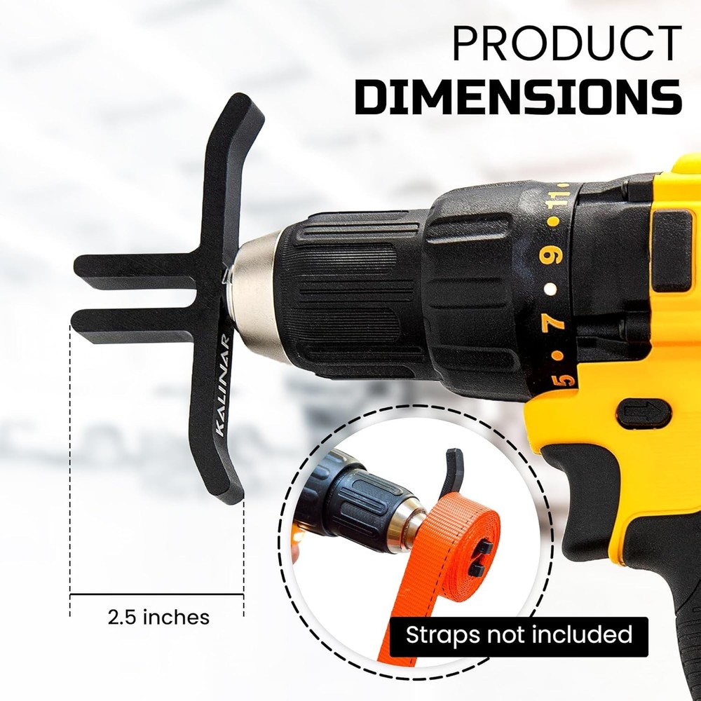 Ratchet Strap Winder Drill Bit Attachment | Heavy Duty Small, Yellow