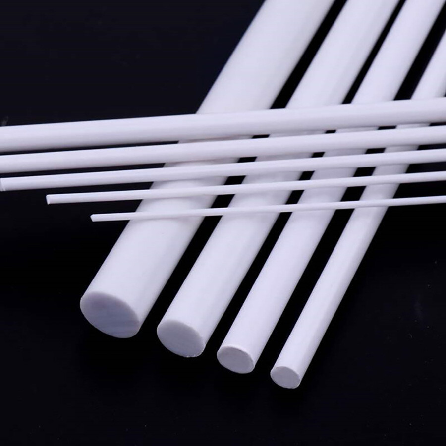 250mm/500mm Long White ABS Styrene Plastic Round Solid Rods Diameter 0.5mm-10mm