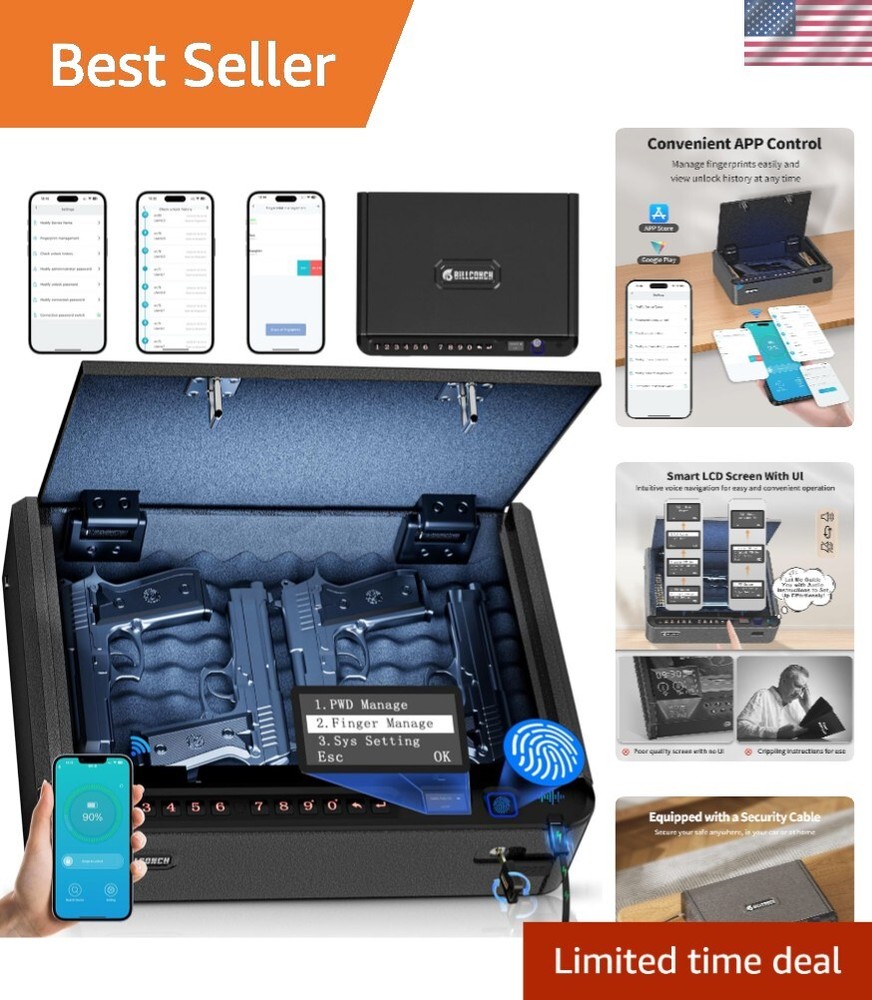 Intelligent Portable Gun Safe with Multiple Unlock Options - Ideal for Security