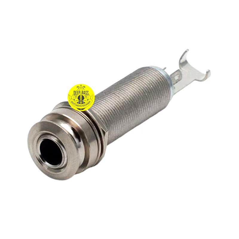 2PCS Threaded Cylinder Guitar Endpin Jack Plug Socket Strap 6.35mm Output Silver