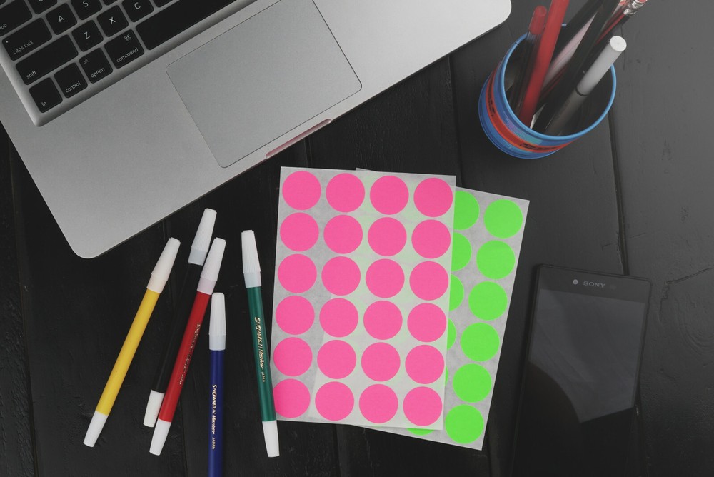 Color Coding Round Dot Label Neon Assorted Colors Stickers 25mm 1 Inch 240 Pack