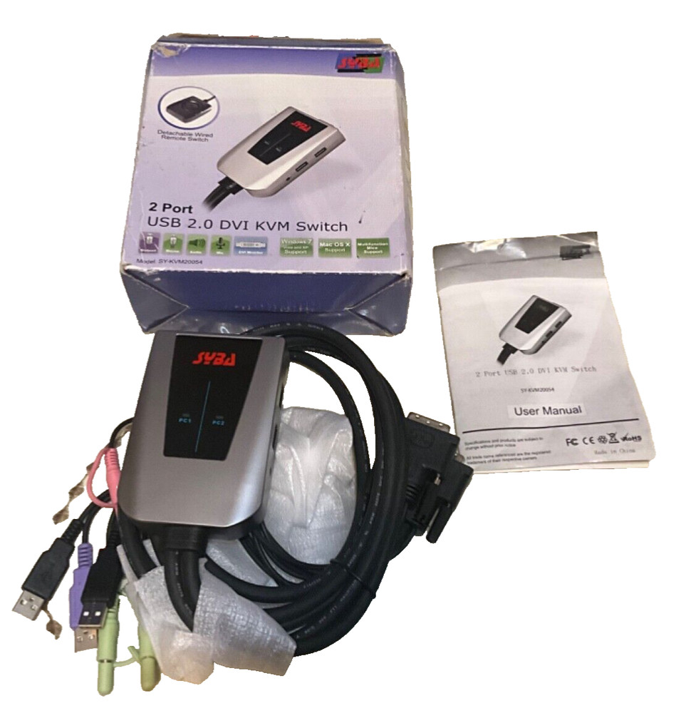 SYBA SY-KVM20051 2 Port USB Cable KVM Switch