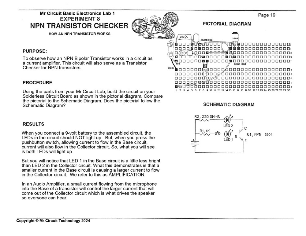 MC1-08 ** Mr Circuit Science ** Experiment Kit -How An NPN Transistor Works
