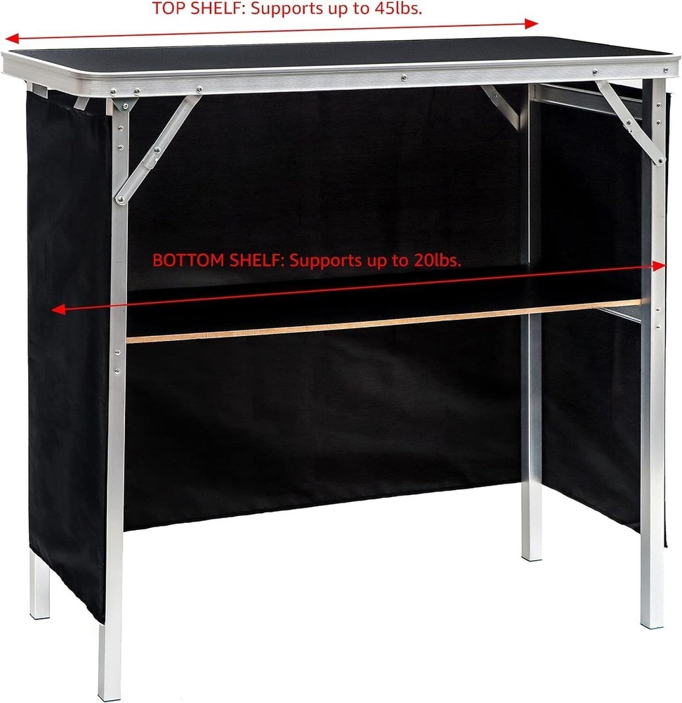 Collapsible Bar Console Table Shelf Portable Patio Kitchen Table With Carry Case