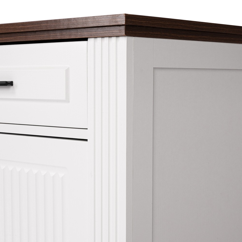 White 63" Buffet Cabinet, Fluted Sideboard w/ 4 Doors 3 Drawers