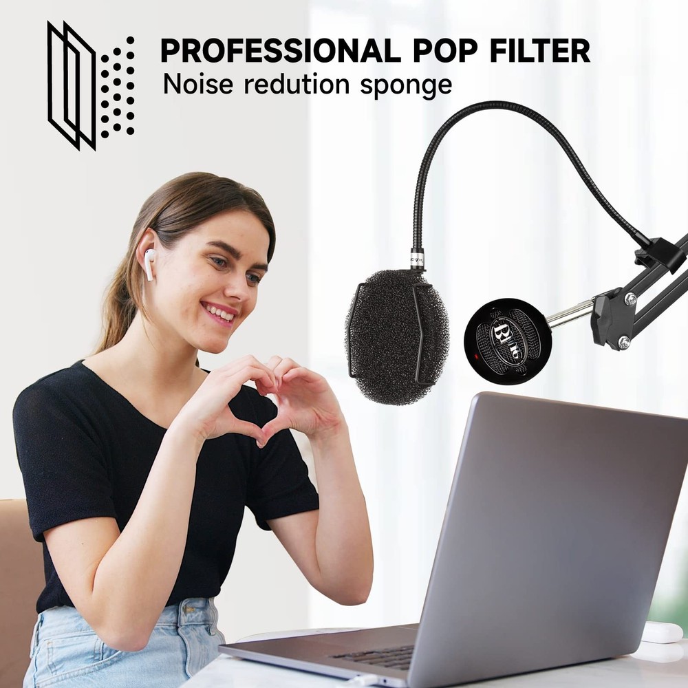 Pop Filter for Microphone - Sponge Layered Pop Wind Screen with Enhanced Flex...