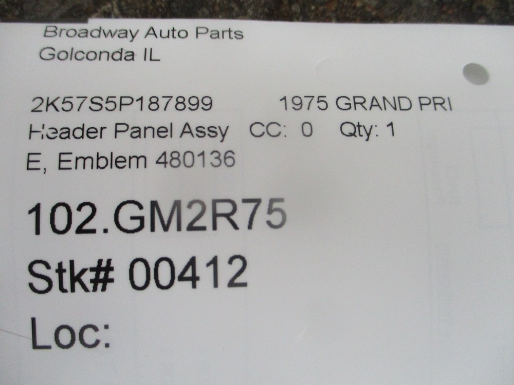 1975 Grand Prix Header Panel ornament 480136