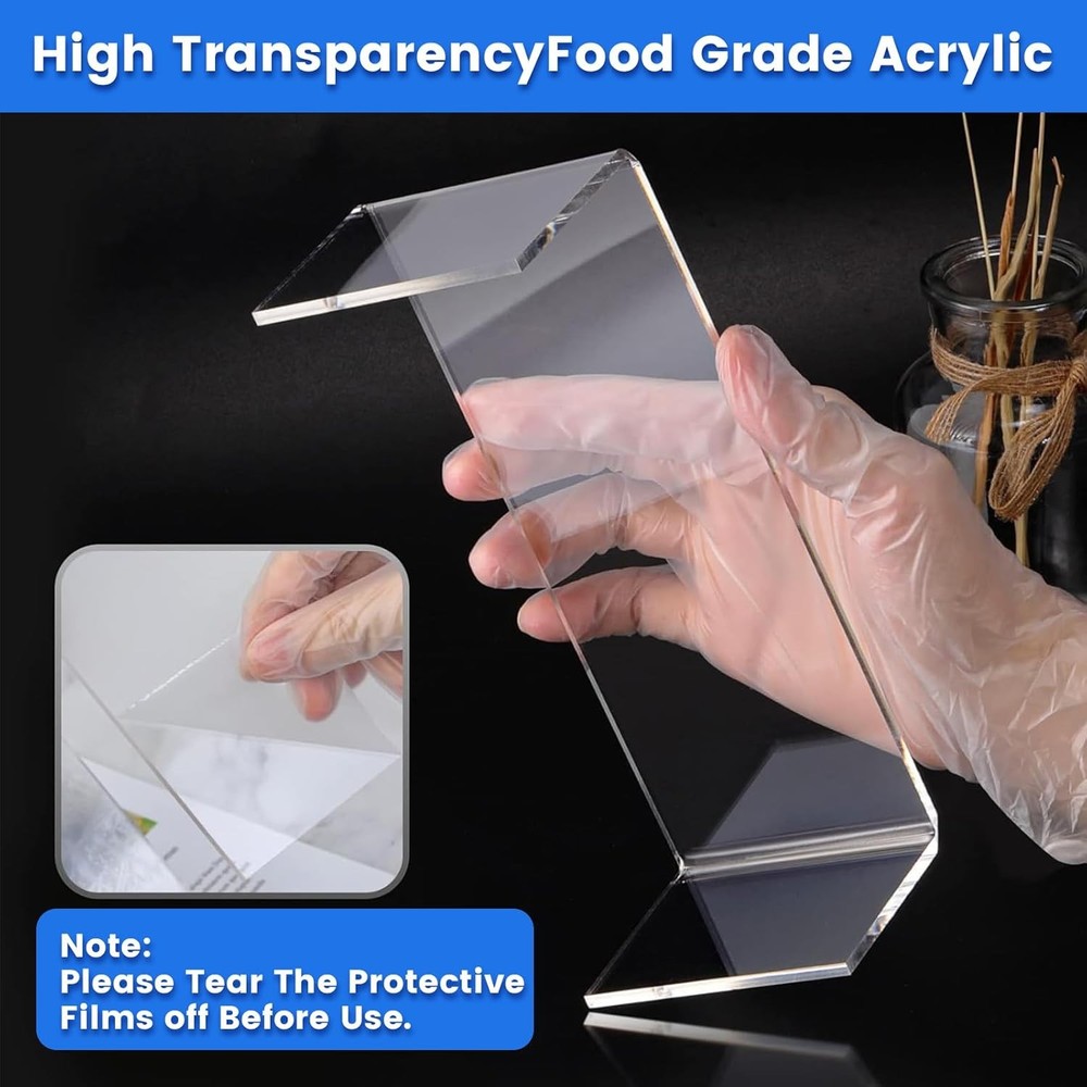 Albumgit Acrylic Display Risers, 8 Pieces Clear Rectangular Tabletop Display Sta