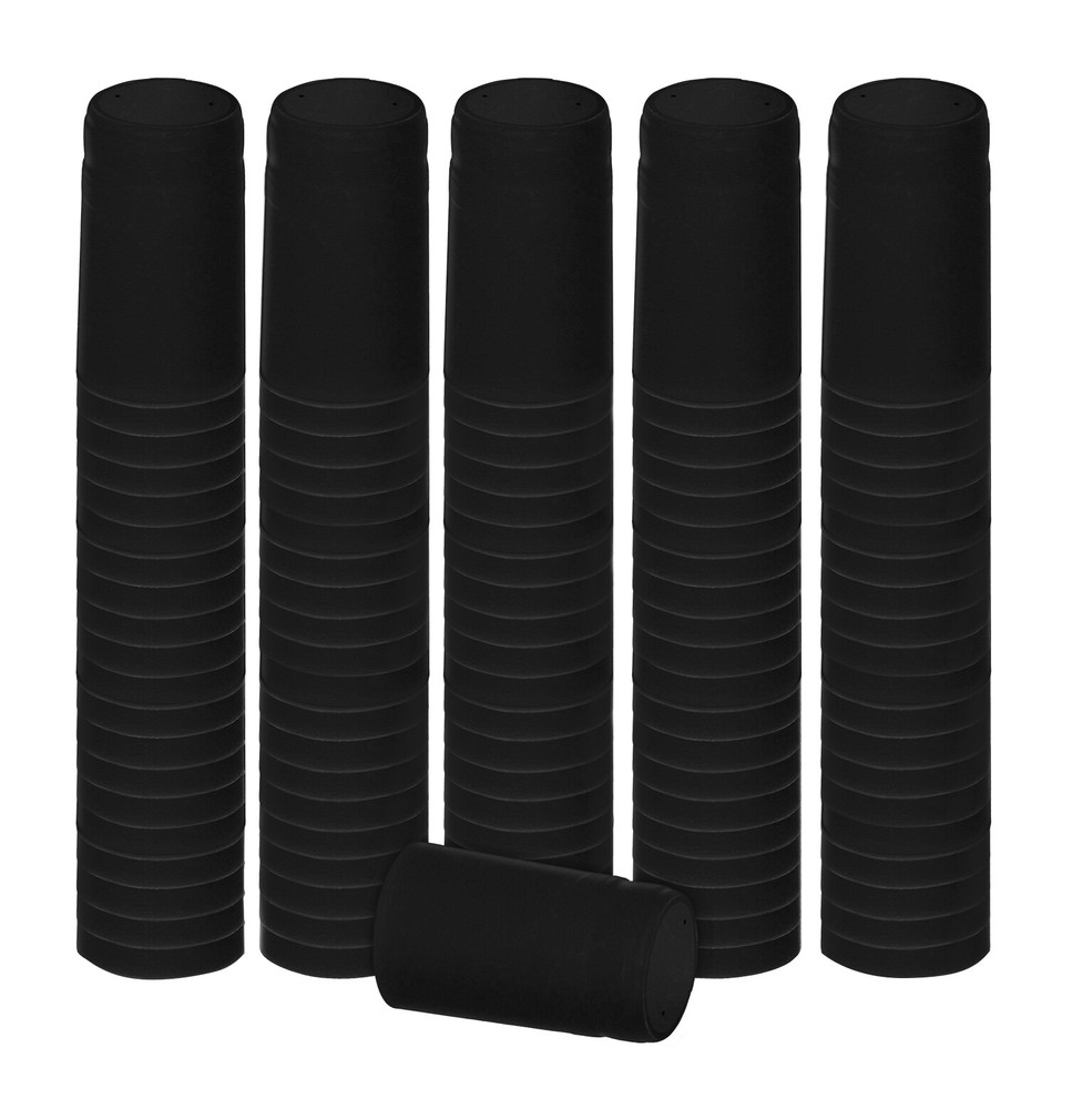 Black Matte PVC Shrink Caps 100 Per Pack