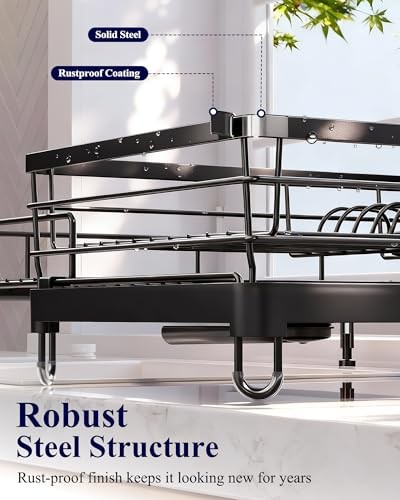 Extendable Dish Drying Rack - Rust-Resistant Dish Racks for Kitchen Counter