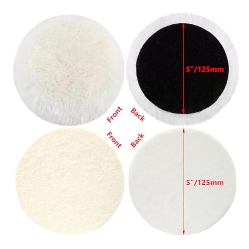 ??????? 4 Pcs 5" Wool Polishing Pads, Soft Felt Buffing Wheels