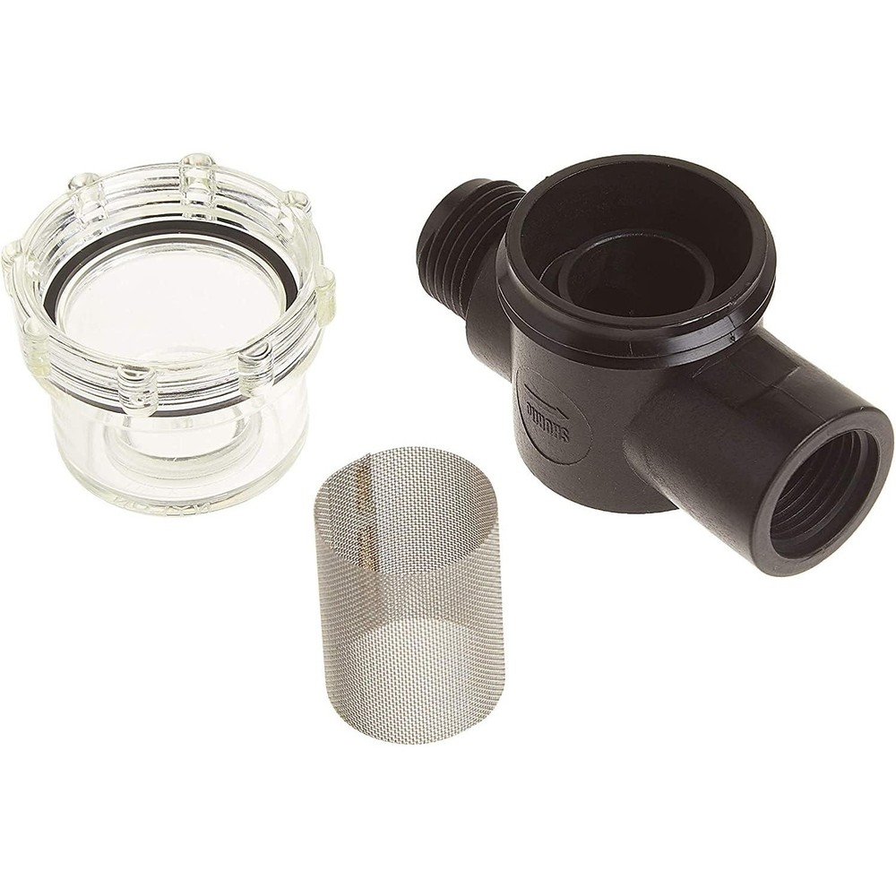 Combo: Shurflo 255-213 Inline Strainer + SEAFLO Filter + Shurflo Wingnut Adapter