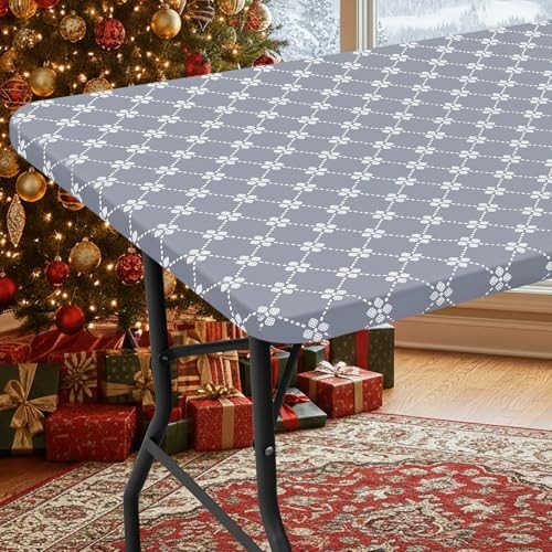 Rectangle Vinyl Table Cloth, Elastic Fitted 72" x 30" (Rectangular) 1 Grey