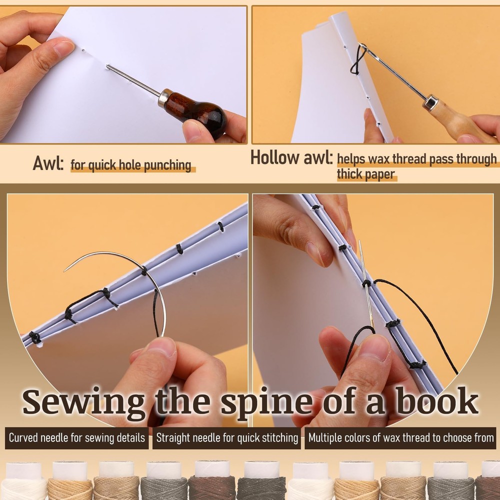 49 Pcs Book Binding Kits for Beginners Hand Bookbinding 49 Pcs, multicolor
