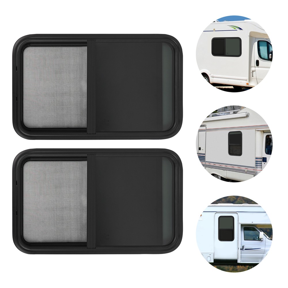 2 PCS RV Window,Modern Black Rectangular RV Windows, RV Vertical Slide Window