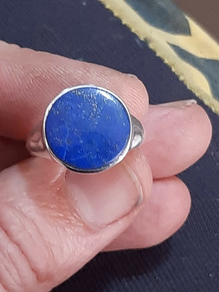 925 SILVER RING MEN SOLITAIRE SEAL lapis lazulo lapis lazulo
