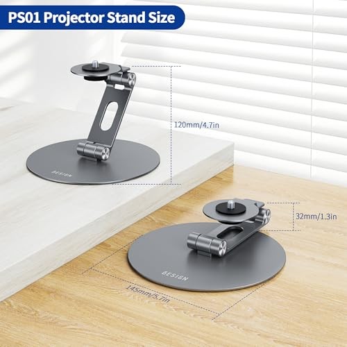 PS01 Projector Foldable Mount Stand, Angle Adjustable Projector Stand with
