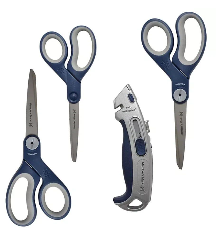 Member's Mark Anti-Microbial Scissors with Box Cutter – Safe & Versatile Tool