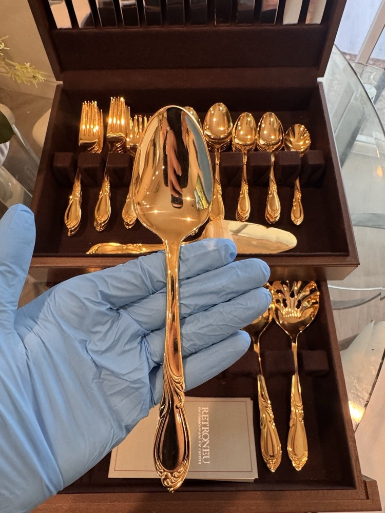 Retroneu 24K Gold Luxurious & Elegant Electroplate Flatware Set