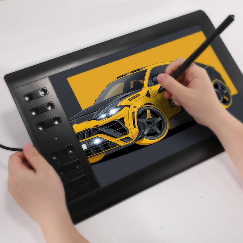 Digital Graphic Drawing Tablet w/ Battery-free Pen for Mac, Windows PC & Android