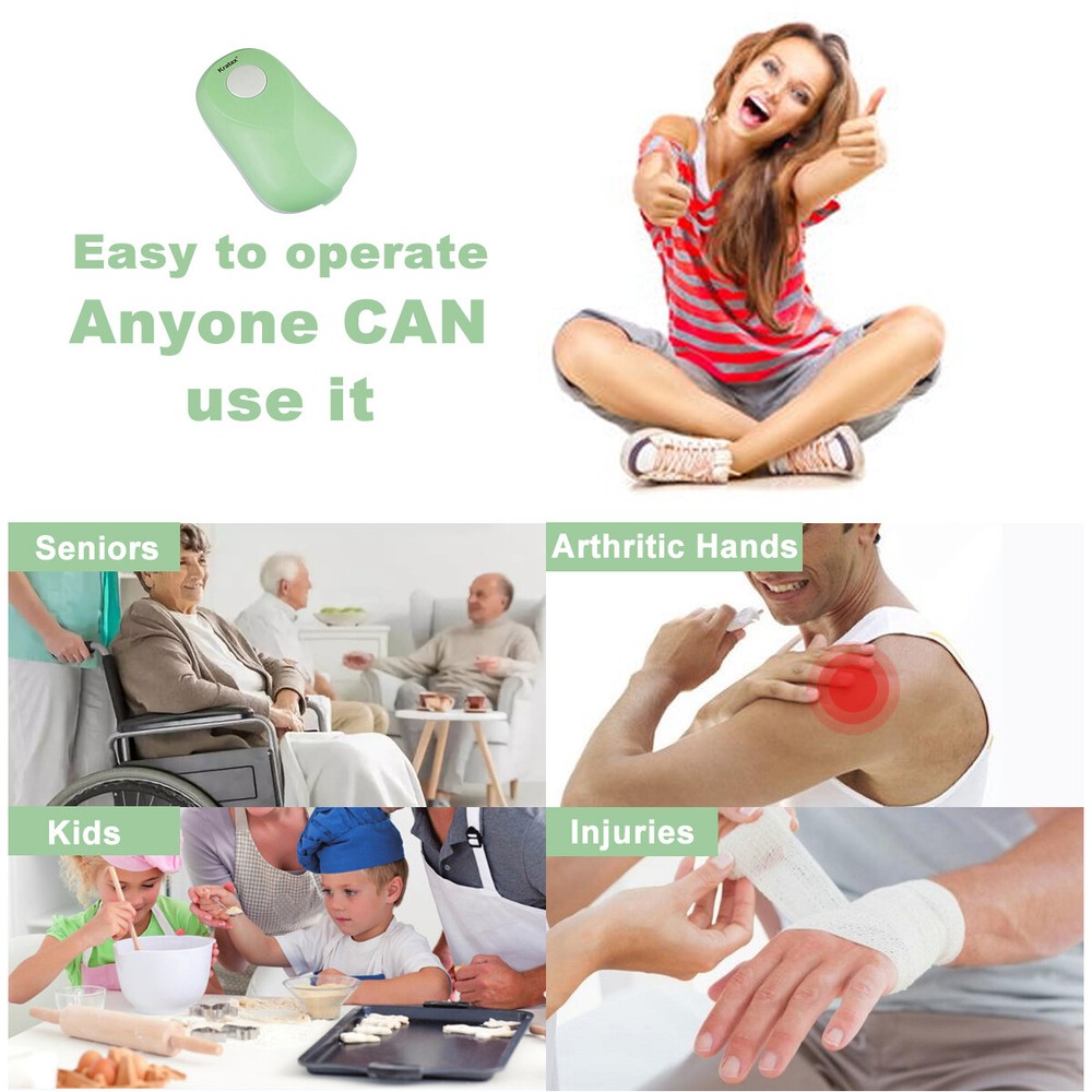 One-Touch Safety Smooth Edge Automatic Opener Green Auto Electric Can Opener