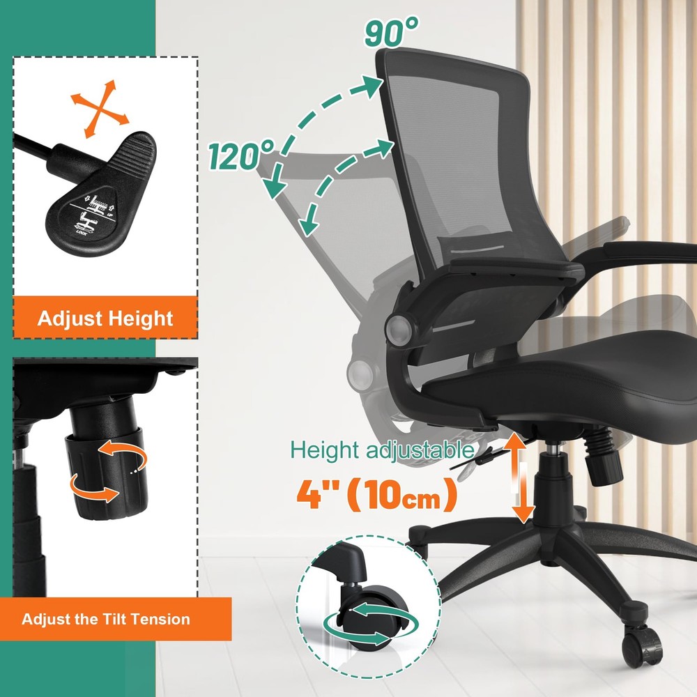 Modern Ergonomic Home Office Desk Task Computer Study Chair Height Adjustable