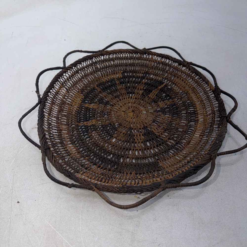 Brown &Tan Rattan Boho Wall Decor – Round Flat Wall Decor