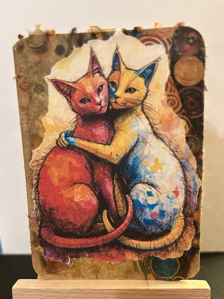 ACEO Art Card/collage-Abstract Cats