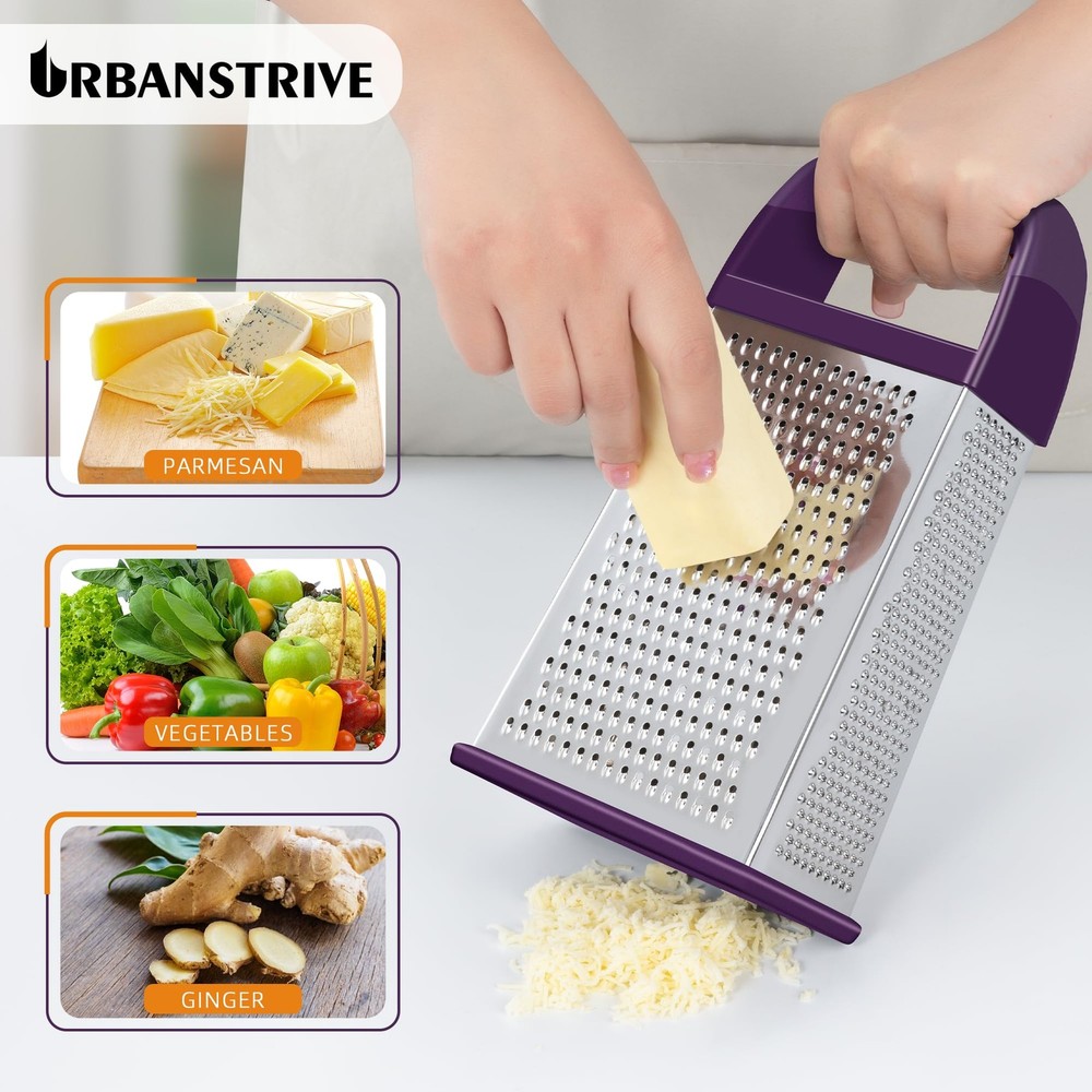 Cheese Grater With Container, Professional Cheese Grater with Handle, Stainle...