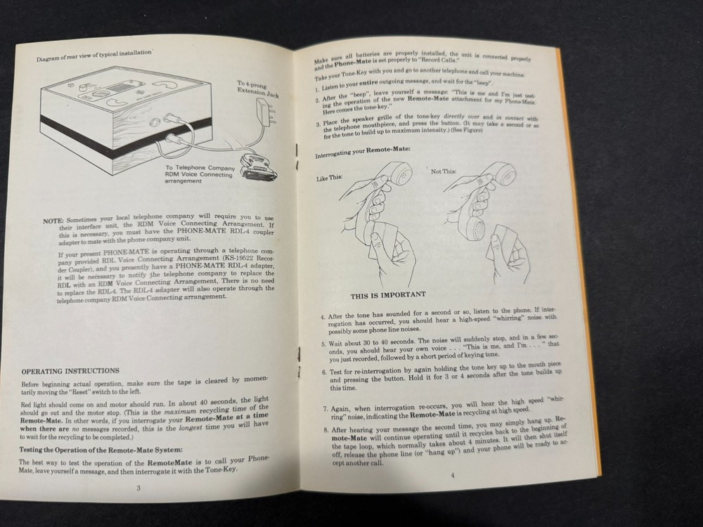 Phone-mate 400 Answering Machine Instructions & Brochure