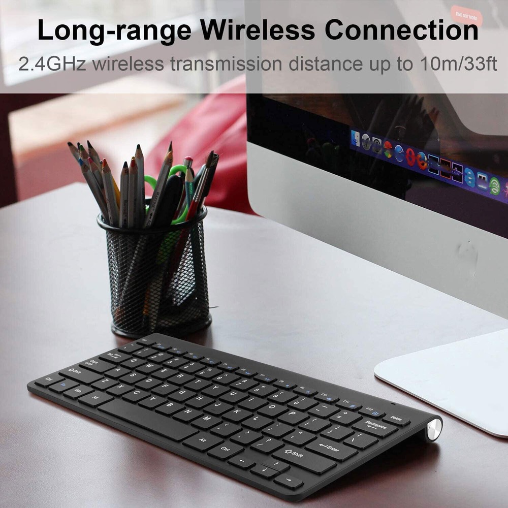 Mini Wireless 2.4G Keyboard & Mouse Combo Set For PC Laptop Computer Slim Black
