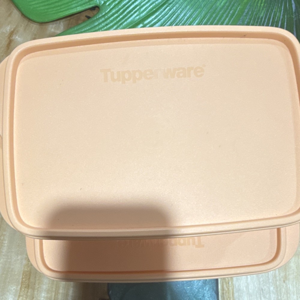 Tupperware Peach Lunch Box Set 2-Pack 3 Compartments with Lids Plastic
