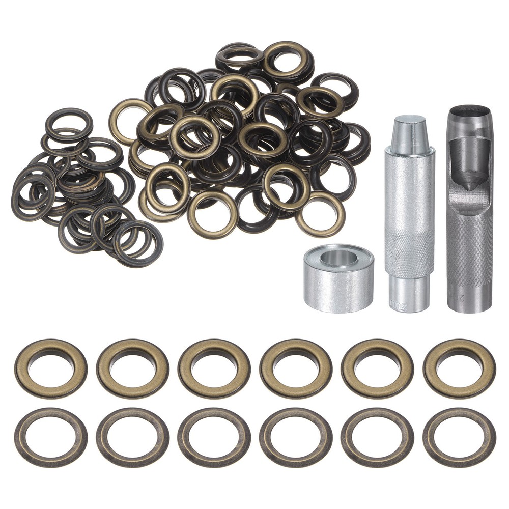 100pcs 20mm Grommet Tool Kit with Hole Punch, Grommet Setter Tools, Bronze