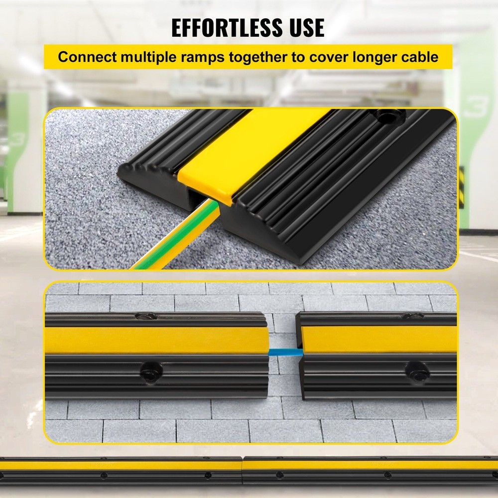 4 Pack 1-Channel Rubber Cable Protector Ramps 22046Lbs Capacity Driveway