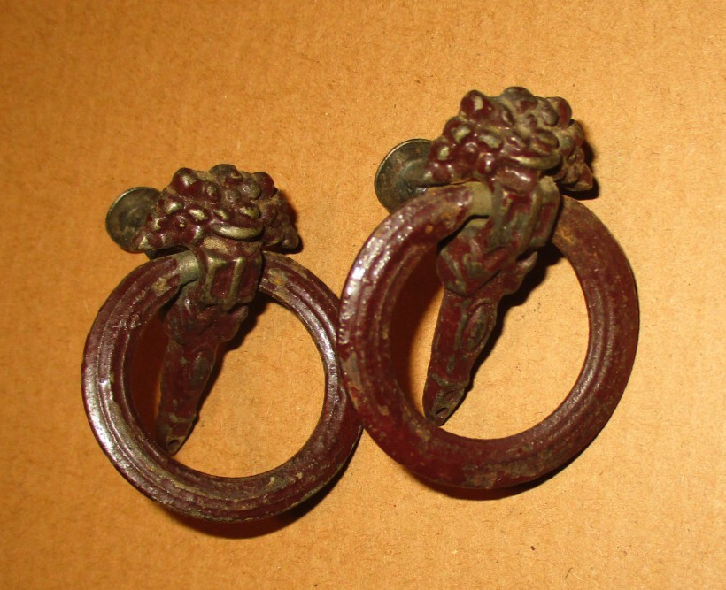 2 Matching Vintage  Drawer Pulls Drop Handle Ornate