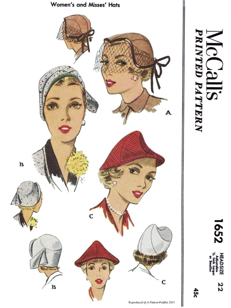 McCall's #1652 Hat Cap Fabric Sewing Pattern Chemo Alopecia