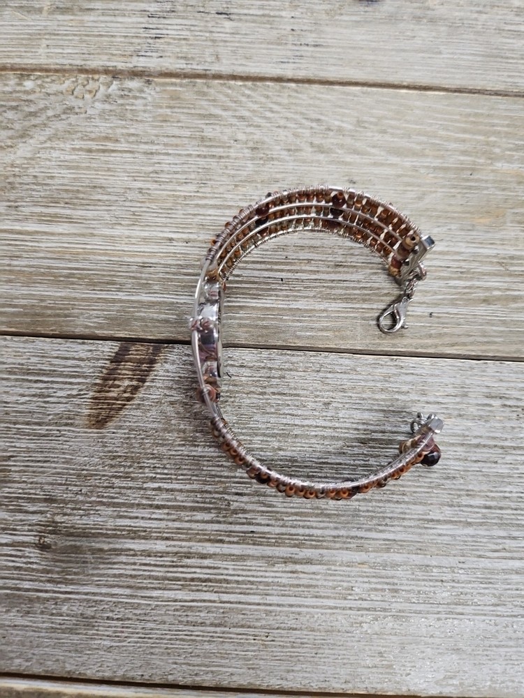Peyote Bird Brown Beaded Cuff Watch Needs Battery