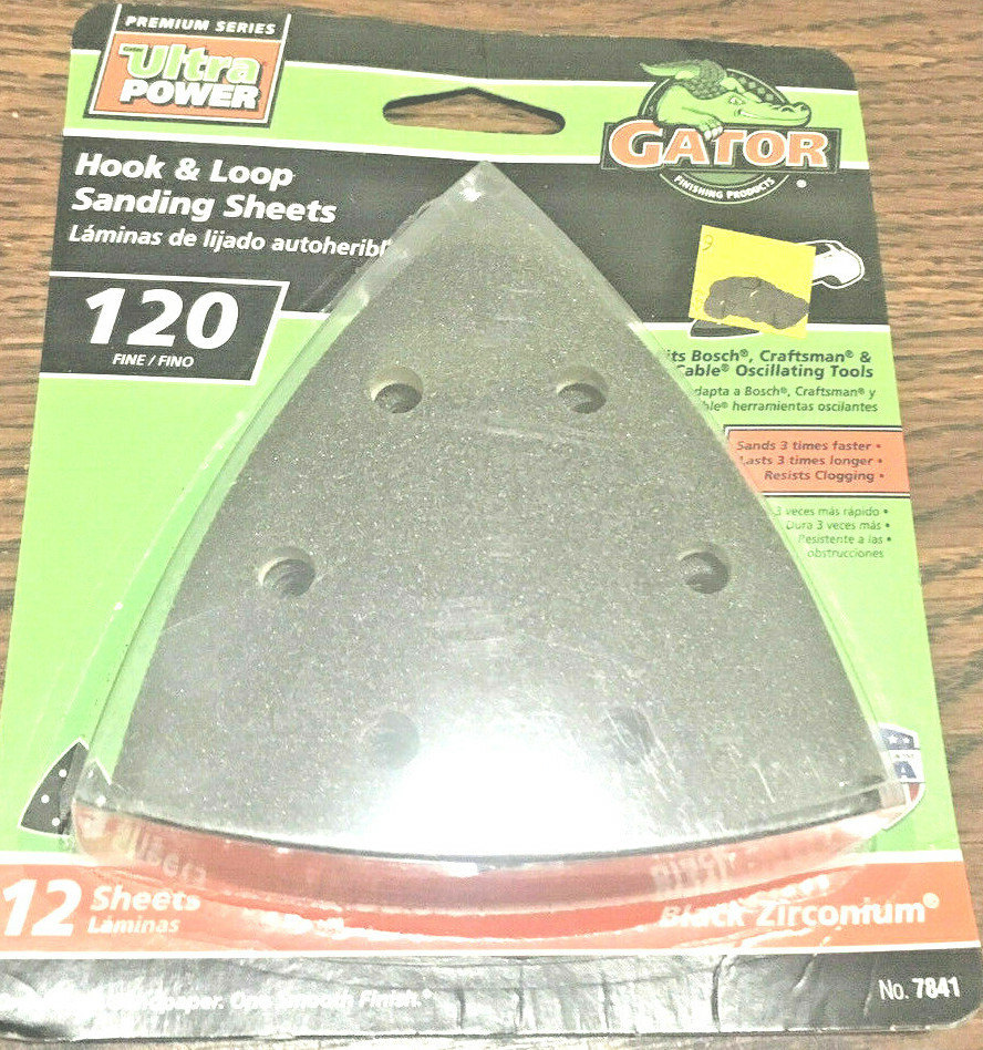 2XGator Ultra Power hook & loop sanding sheets 120 grit 12 pack # 7841 sandpaper