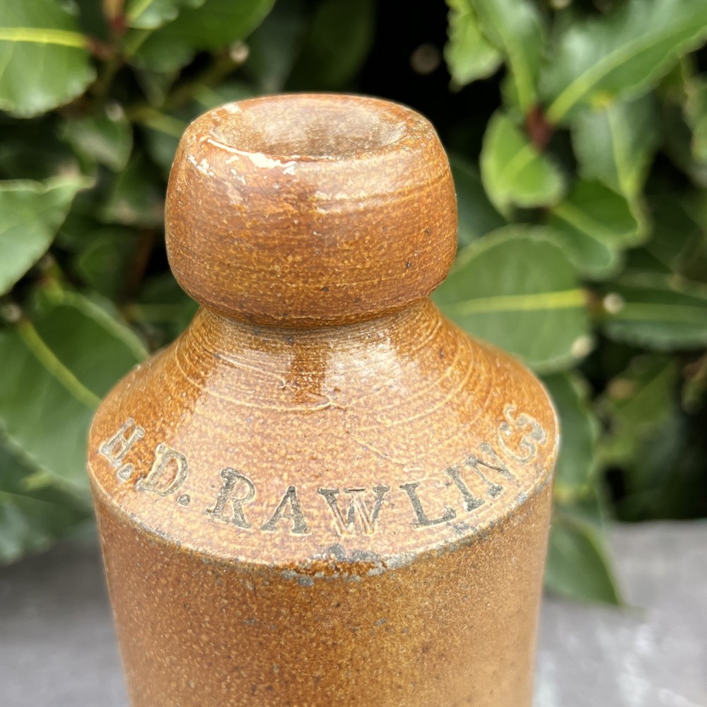 H. D. Rawlings Rustic Old Fashioned Salt Glazed Ginger Beer Stoneware Bottle