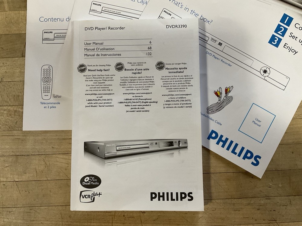 Phillips DVDR 3390 Manual & Quick Start Guide