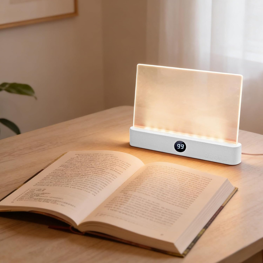 Book Light, Rechargeable Clear LED Flat Reading Light with 3 Colors & Timer, Dim