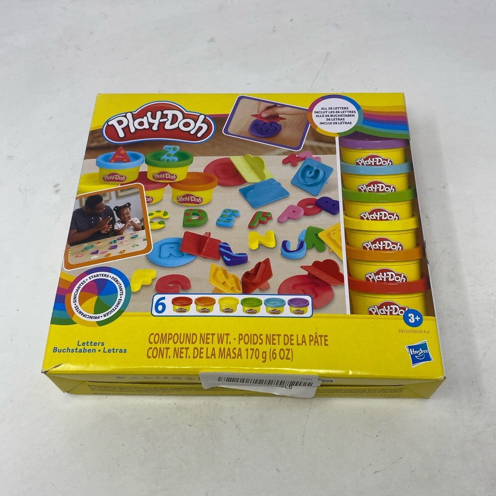 Play-Doh Fundamentals Letters Set, 26 Stampers + 6 Cans, Multicolor