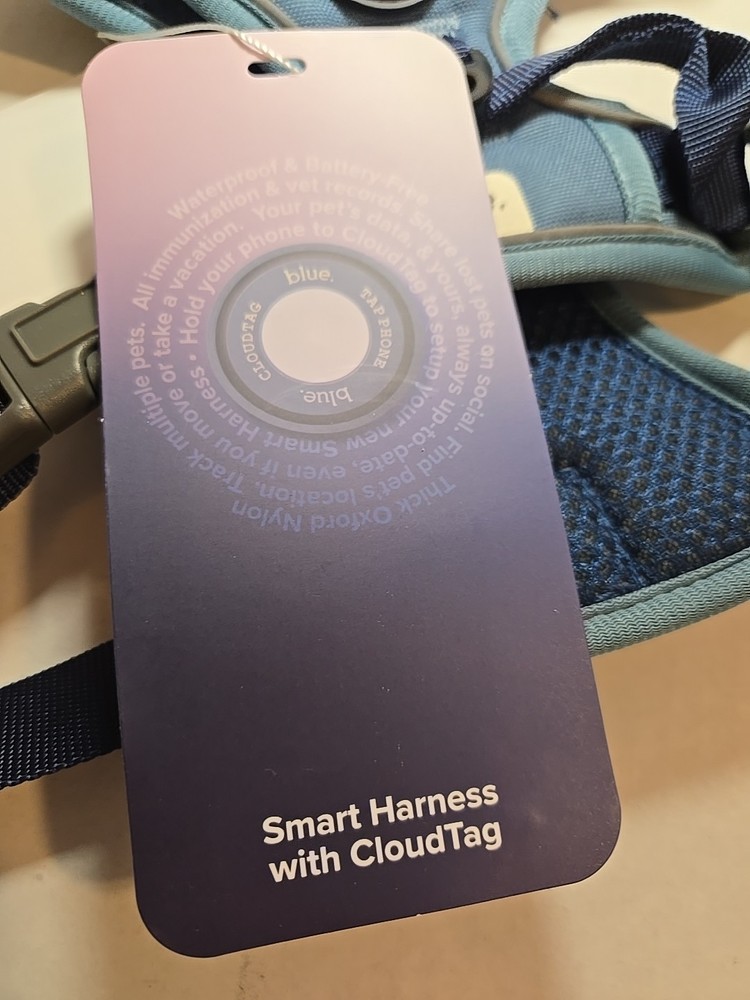 Dog Smart Harness With CLOUDTAG By Blue. Size Small