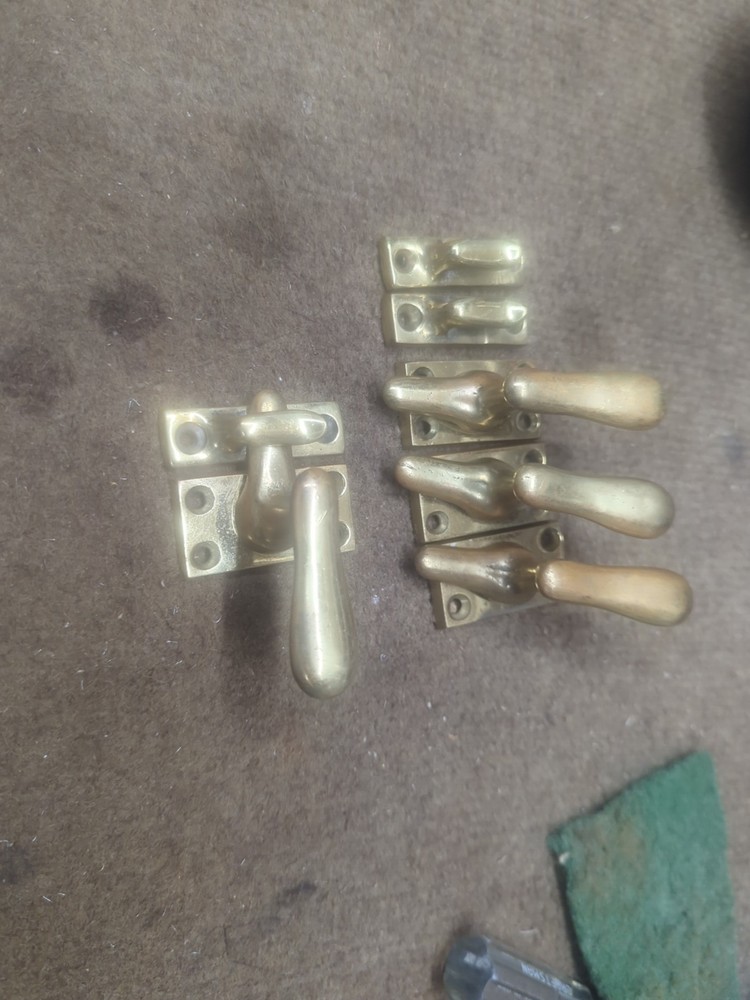 Vintage Solid Brass Casement Window Levers And Keepers